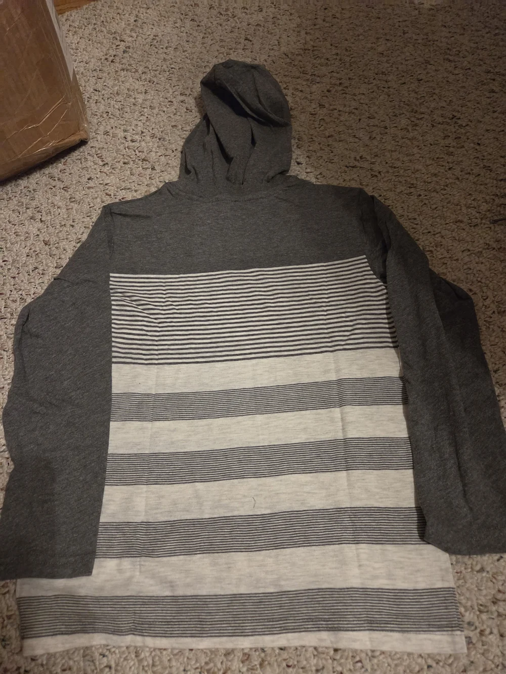 The Children's Place Charcoal and Light Gray Striped Hooded Pullover